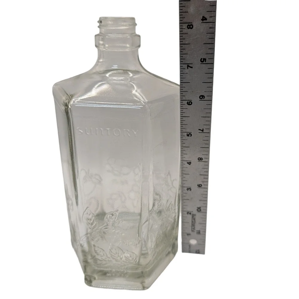 Suntory Roku Gin Bottle Empty Japanese Embossed Floral Botanical Craft Decor Bar